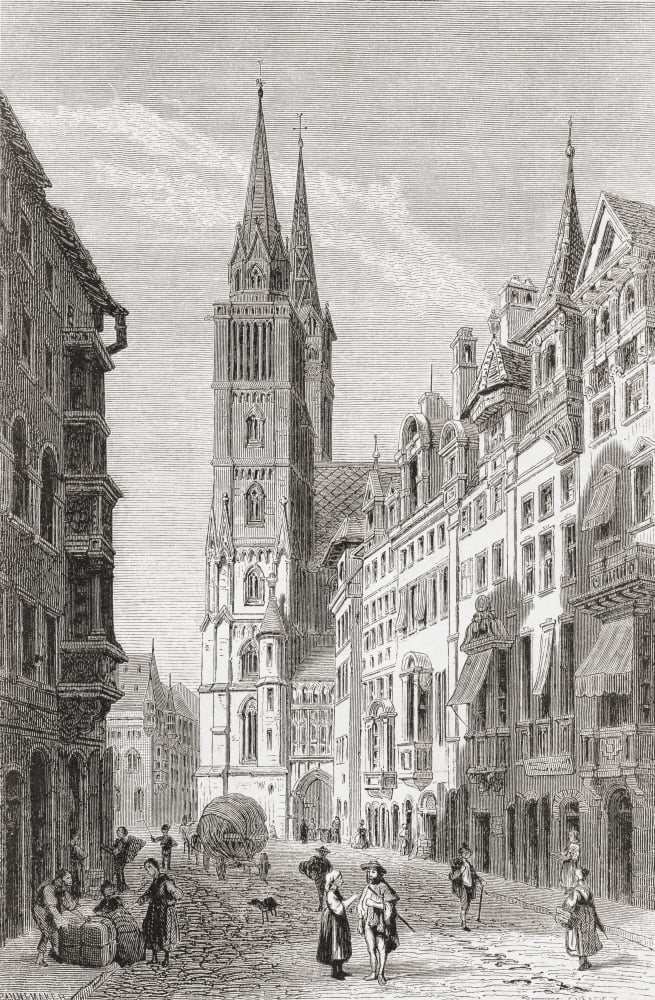 Posterazzi St Lorenz Church Nuremberg Bavaria Germany In The 19Th Century From Pictures From The German Fatherland Published C1880 Canvas Art - Ken Welsh Design Pics (24 x 38)