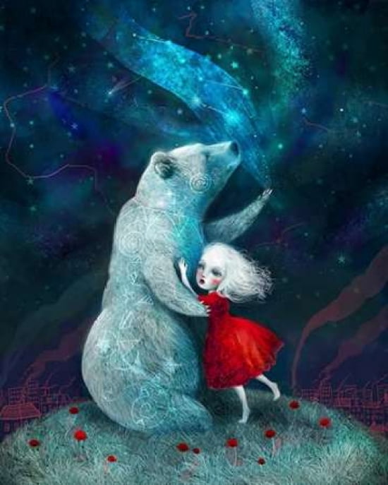 Posterazzi Star Bear Watched Over Her Canvas Art - Meluseena (24 x 30)