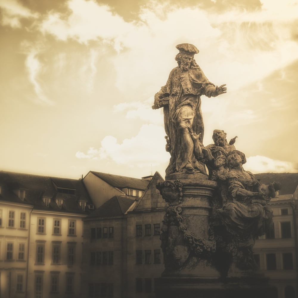 Posterazzi Statues along Karl Bridge Prague Czech Republic Canvas Art - Robert Schenck Design Pics (24 x 24)