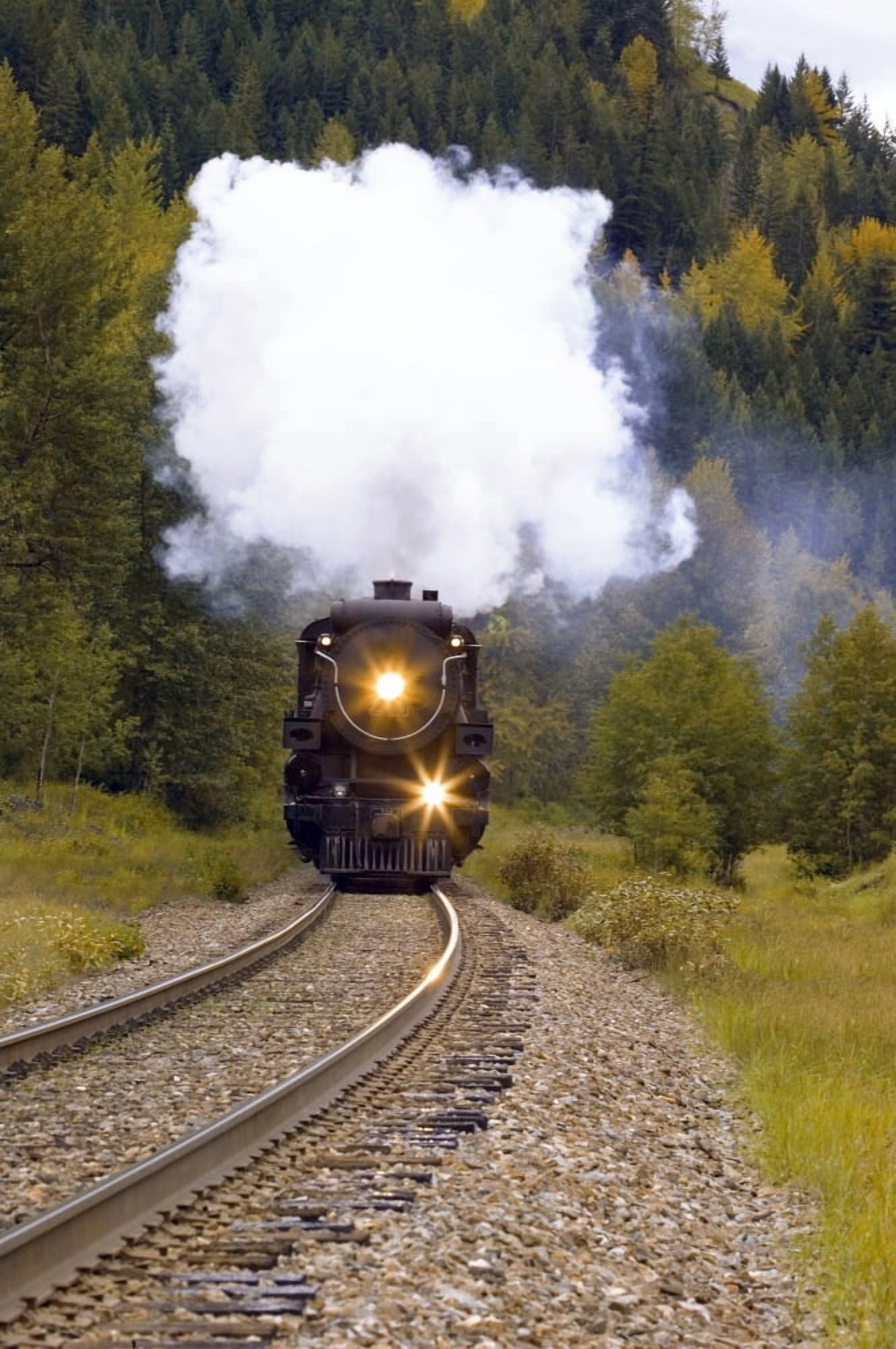 Posterazzi Steam Train On Tracks Canvas Art - Carson Ganci Design Pics (22 x 34)