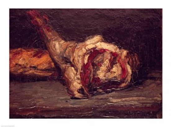 Posterazzi Still Life of a Leg of Mutton and Bread 1865 Canvas Art - Paul Cezanne (36 x 24)
