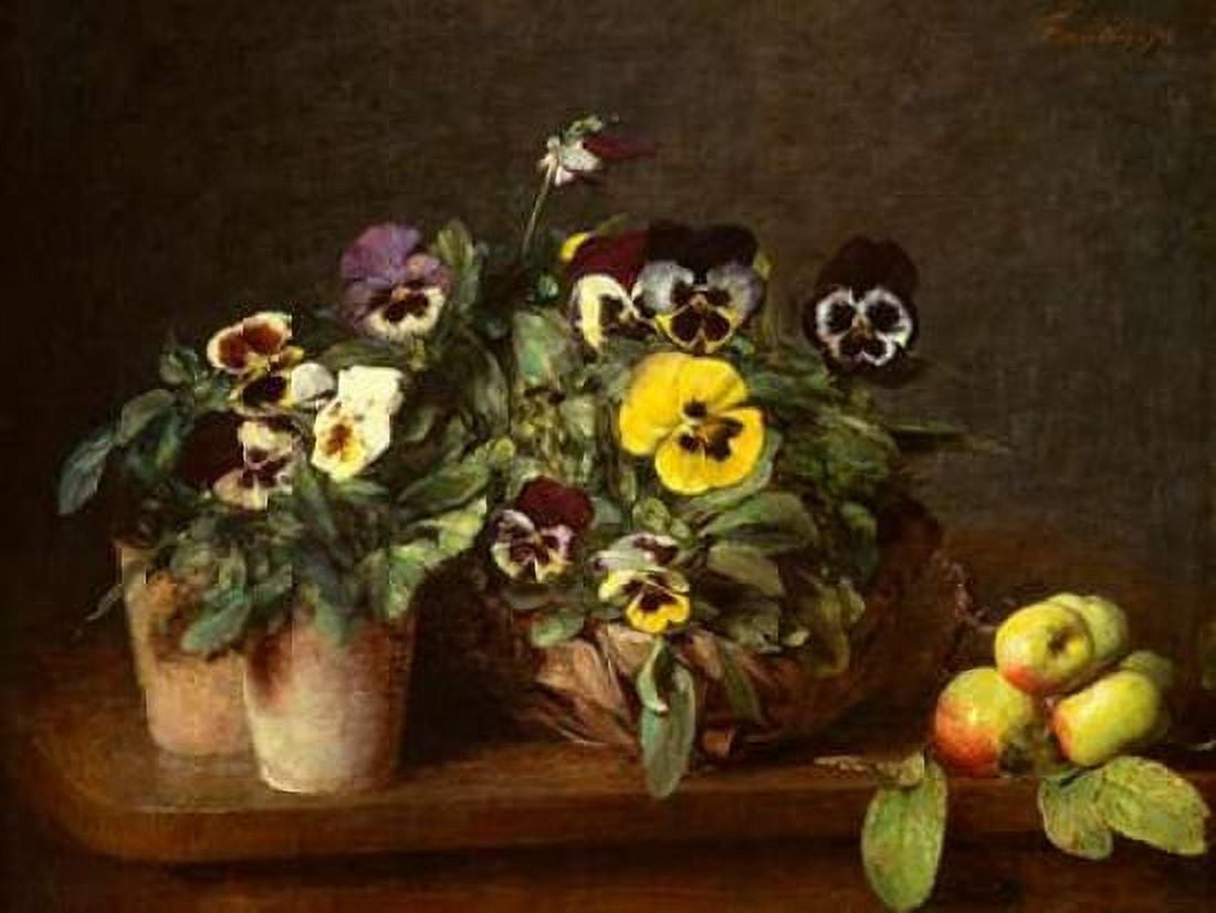 Posterazzi Still Life with Pansies Canvas Art - Henri Fantin-Latour (22 x 28)