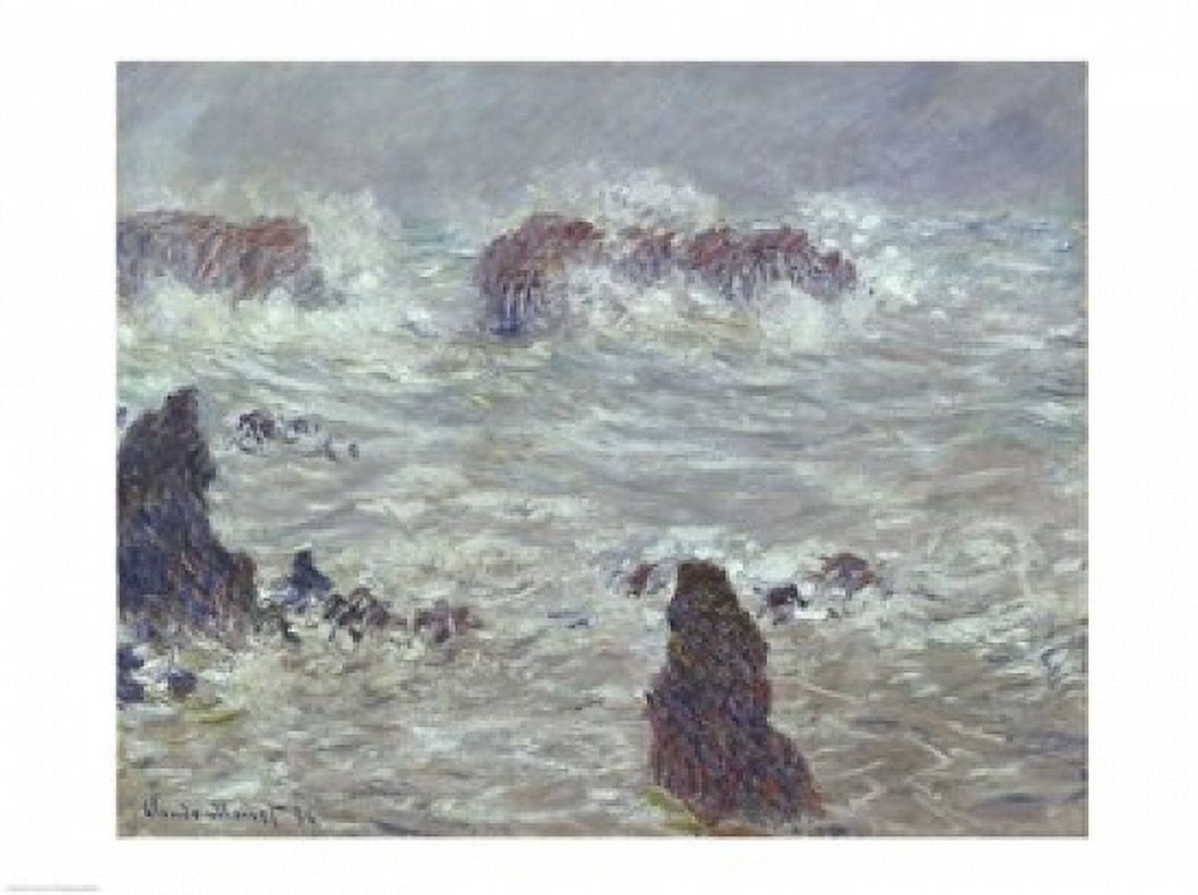 Posterazzi Storm off the Coast of Belle-Ile 1886 Canvas Art - Claude Monet (36 x 24)
