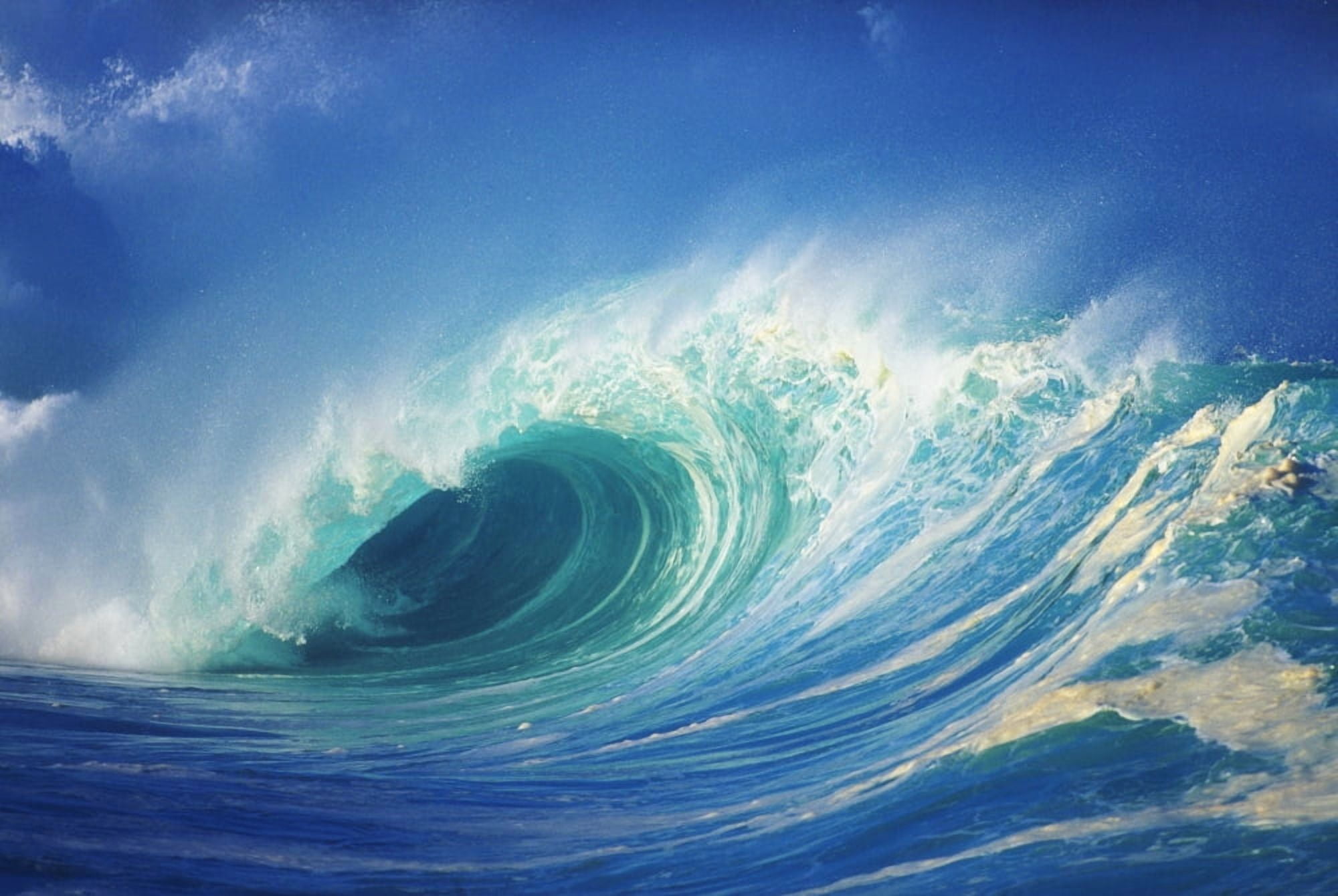 Posterazzi Stormy Ocean Wave Curling Over With Whitewash View Of Barrel Closeup Canvas Art - Vince Cavataio  Design Pics (38 x 24)
