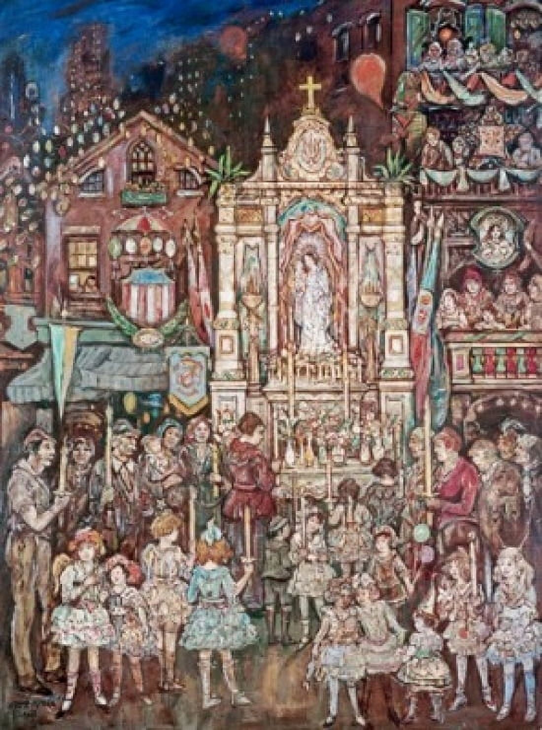 Posterazzi Street Shrine by Jerome Myers 1867-1940 Canvas Art - Jerome Myers (24 x 36)