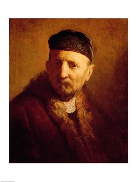 Posterazzi Study of a Mans Head Canvas Art - Rembrandt van Rijn (24 x 36)