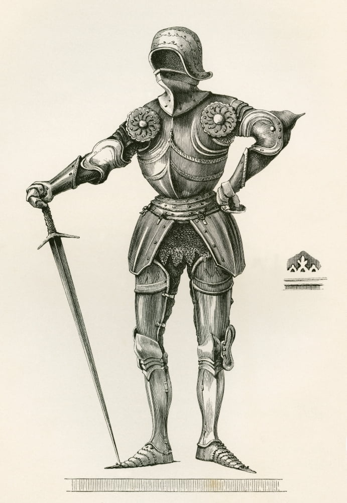 Posterazzi Suit Of Gothic Armour Known As La Poulaine Dating From AD 1450 From The British Army Its Origins Progress And Equipment Published 1868 Canvas Art - Ken Welsh Design Pics (22 x 34)