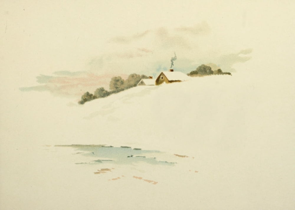 Posterazzi Summer Thoughts for Yule tide 1890 Snowy cottage on hill Canvas Art - Louis K Harlow (24 x 36)