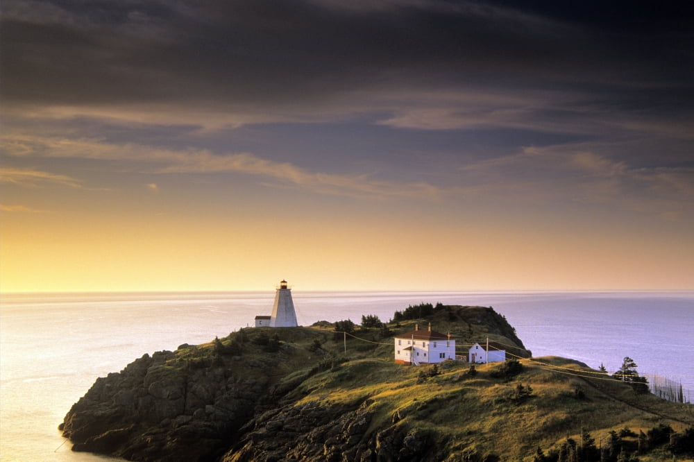 Posterazzi Sunrise Swallowtail Lighthouse Grand Manan Island New Brunswick Canvas Art - Ron Watts Design Pics (34 x 22)