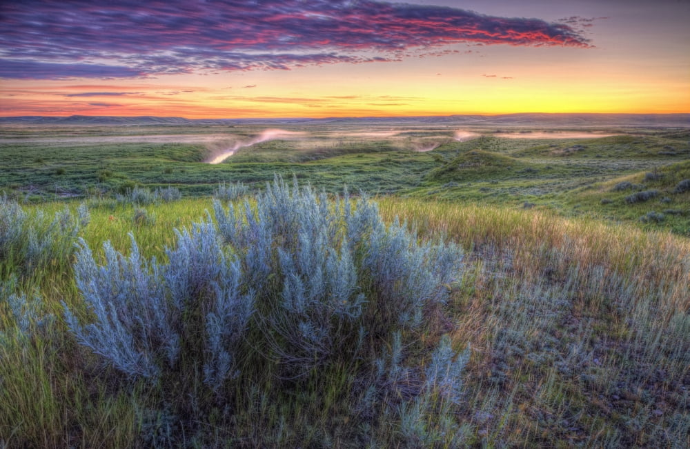 Posterazzi Sunrise over the Frenchman River Valley in Grasslands National Park Saskatchewan Canada Canvas Art - Robert Postma Design Pics (34 x 22)