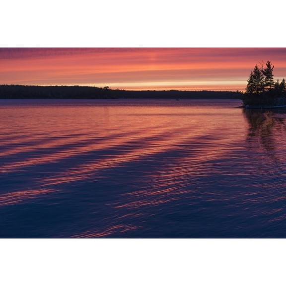 Posterazzi DPI12303009 Sunset Over A Lake Reflecting Pink On The Tranquil Water - Ontario Canada Poster Print by Keith Levit, 20 x 13