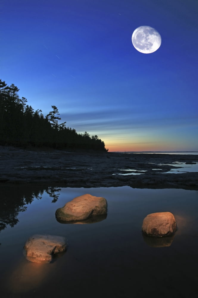 Posterazzi Sunset Whitefish Dunes State Park Wisconsin (Digital Composite) Canvas Art - Markos Berndt Design Pics (22 x 34)