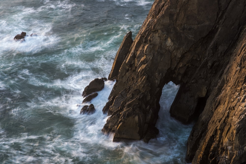 Posterazzi Surf swirls around the base of the cliffs Manzanita Oregon United States of America Canvas Art - Robert L Potts  Design Pics (36 x 24)