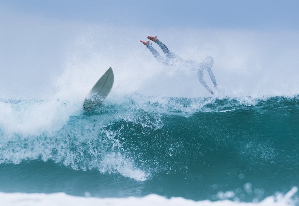 Posterazzi Surfer diving into water off his surfboard Tarifa Costa de la Luz Cadiz Andalusia Spain Canvas Art - Ben Welsh Design Pics (36 x 24)