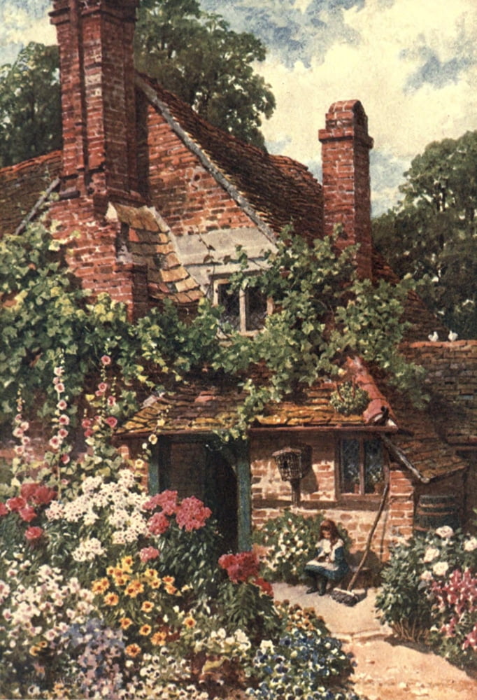 Posterazzi Surrey 1906 Cottage home Compton Surrey Canvas Art - Harold Sutton Palmer (24 x 36)