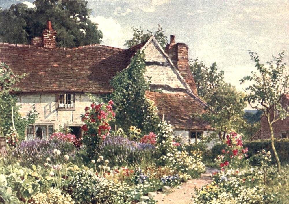 Posterazzi Surrey 1906 Cottage near Bisley Canvas Art - Harold Sutton Palmer (24 x 36)