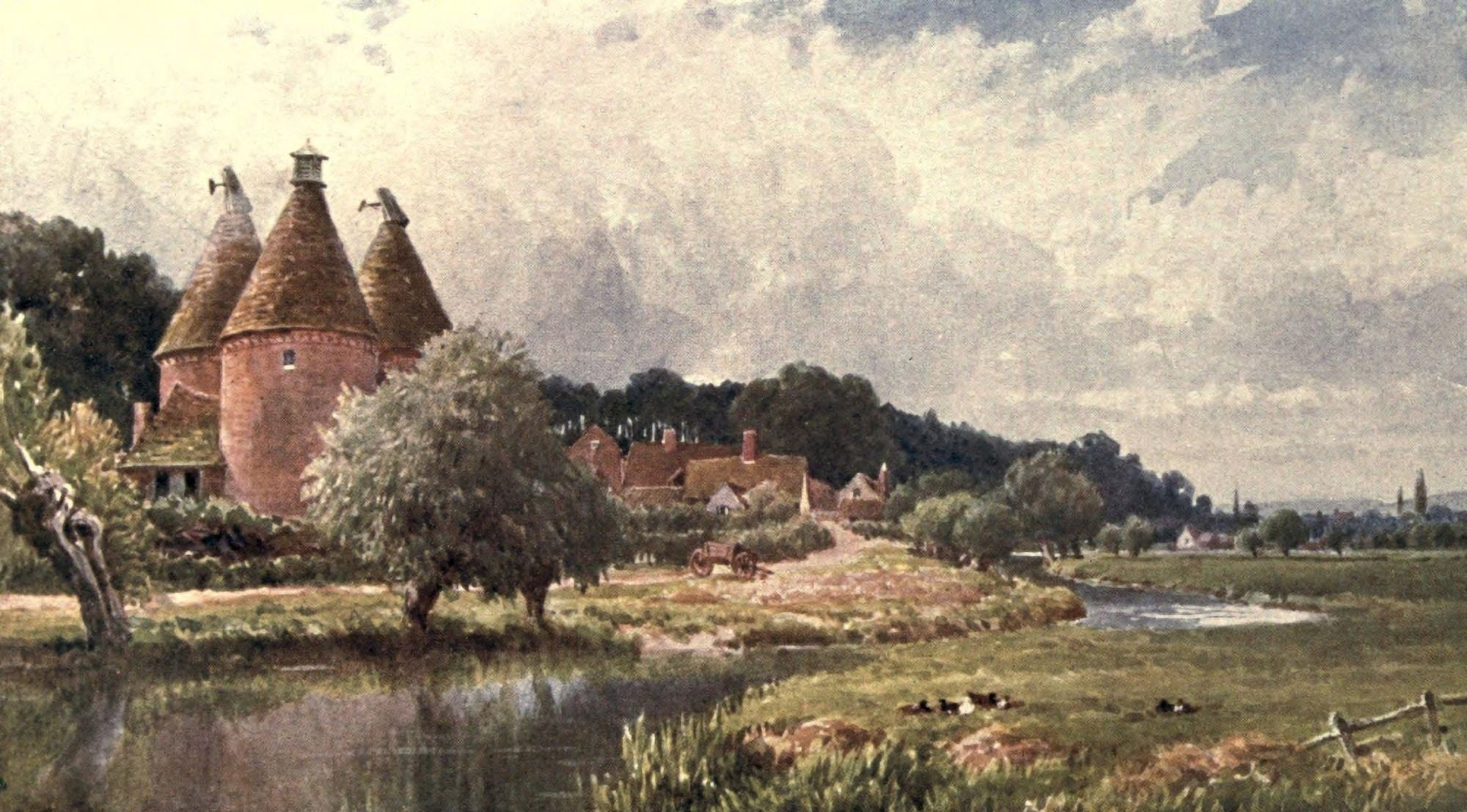Posterazzi Surrey 1906 Hop-Kiln near Farnham Canvas Art - Harold Sutton Palmer (24 x 36)
