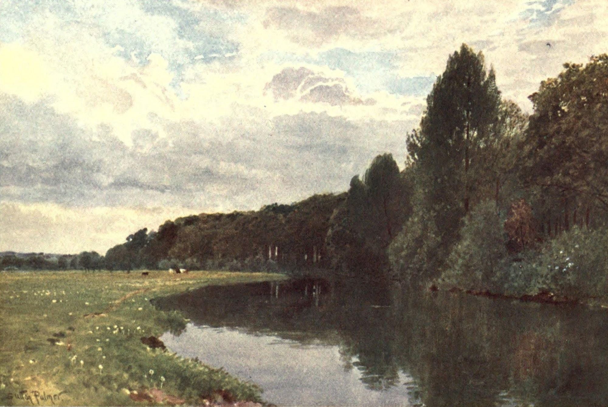 Posterazzi Surrey 1906 River Wey near Ripley Canvas Art - Harold Sutton Palmer (24 x 36)