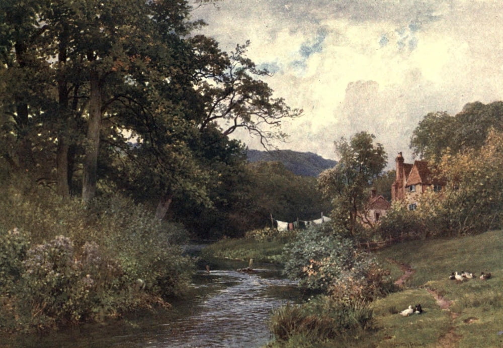 Posterazzi Surrey 1906 Stream near Shalford Canvas Art - Harold Sutton Palmer (24 x 36)