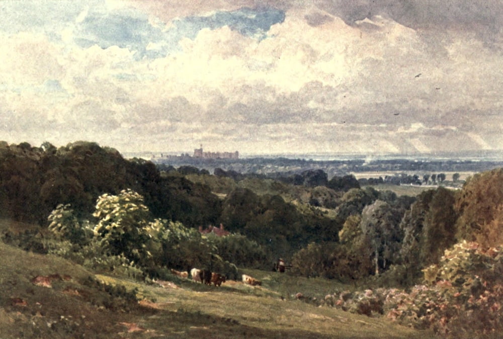 Posterazzi Surrey 1906 Windsor Castle from Coopers Hill near Egham Canvas Art - Harold Sutton Palmer (24 x 36)