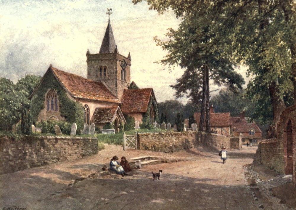 Posterazzi Surrey 1906 Witley Church Canvas Art - Harold Sutton Palmer (24 x 36)