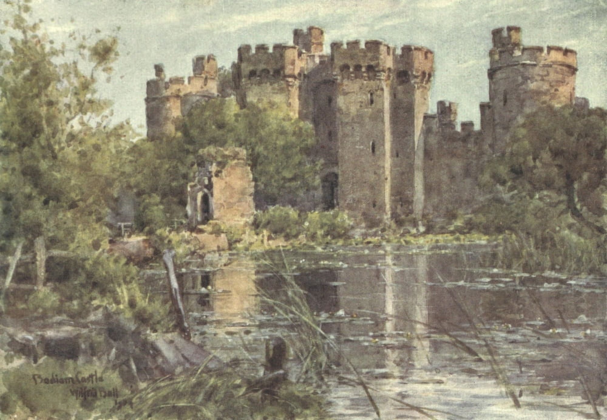 Posterazzi Sussex 1906 Bodiam Castle Canvas Art - Wilfrid Ball (24 x 36)