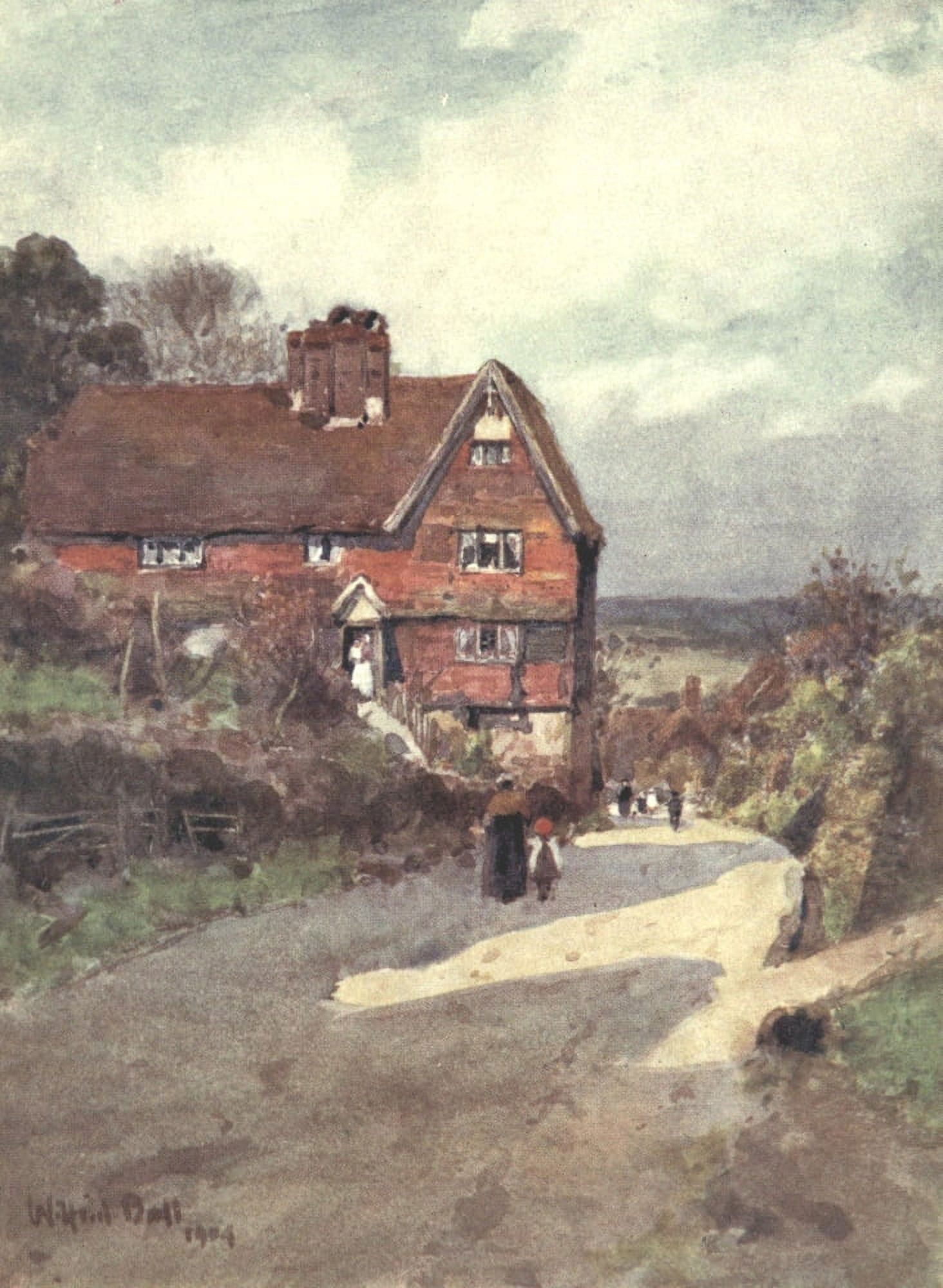 Posterazzi Sussex 1906 Cottages at Mayfield Canvas Art - Wilfrid Ball (24 x 36)