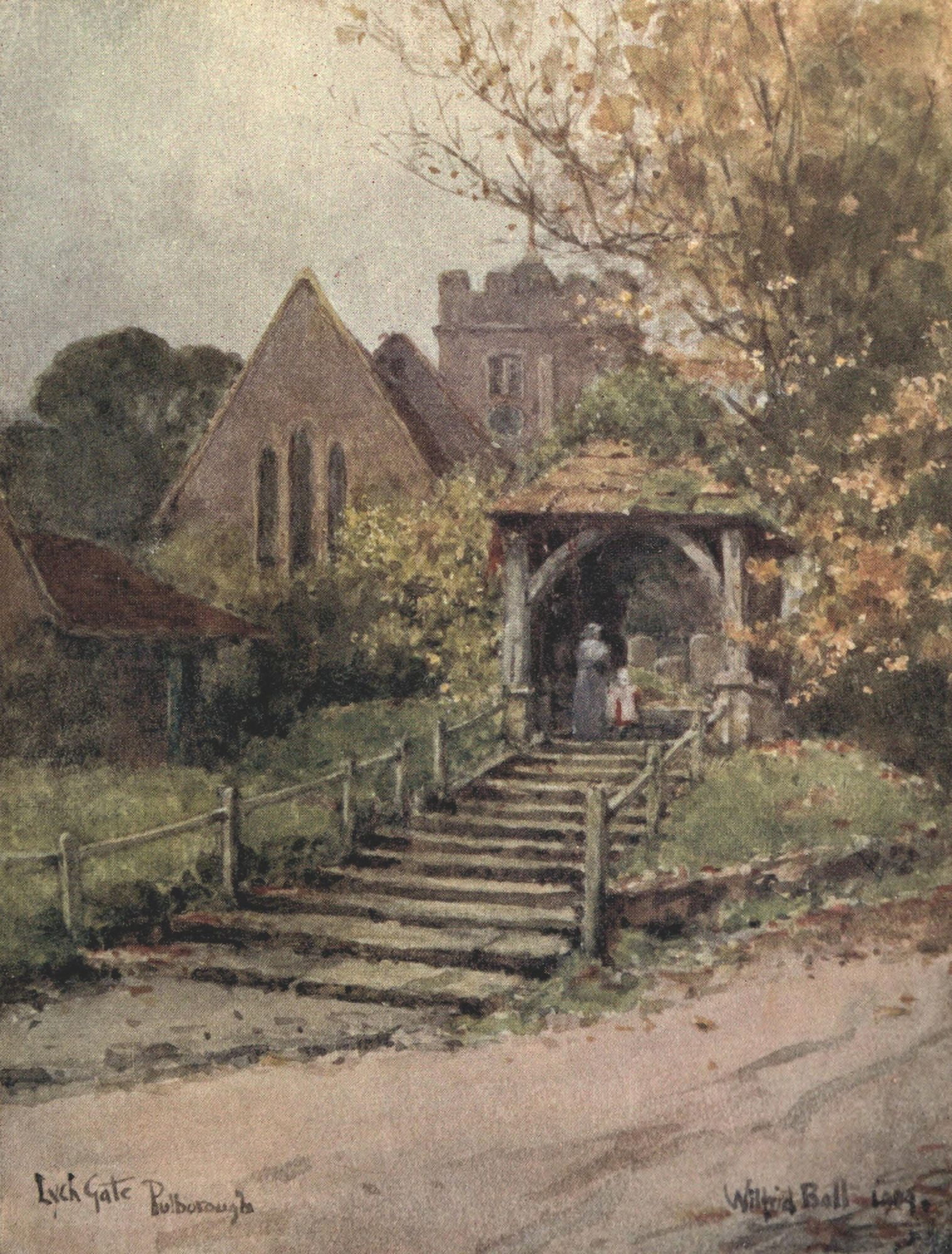 Posterazzi Sussex 1906 Lych Gate Pulborough Canvas Art - Wilfrid Ball (24 x 36)