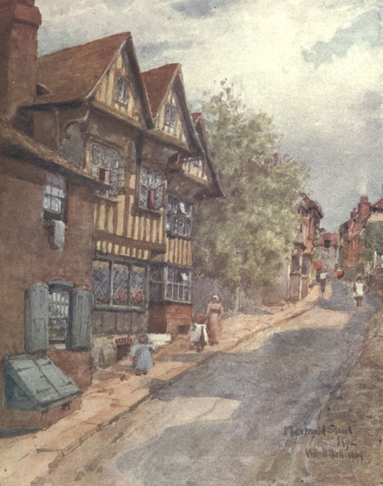 Posterazzi Sussex 1906 Mermaid Street Rye Canvas Art - Wilfrid Ball (24 x 36)