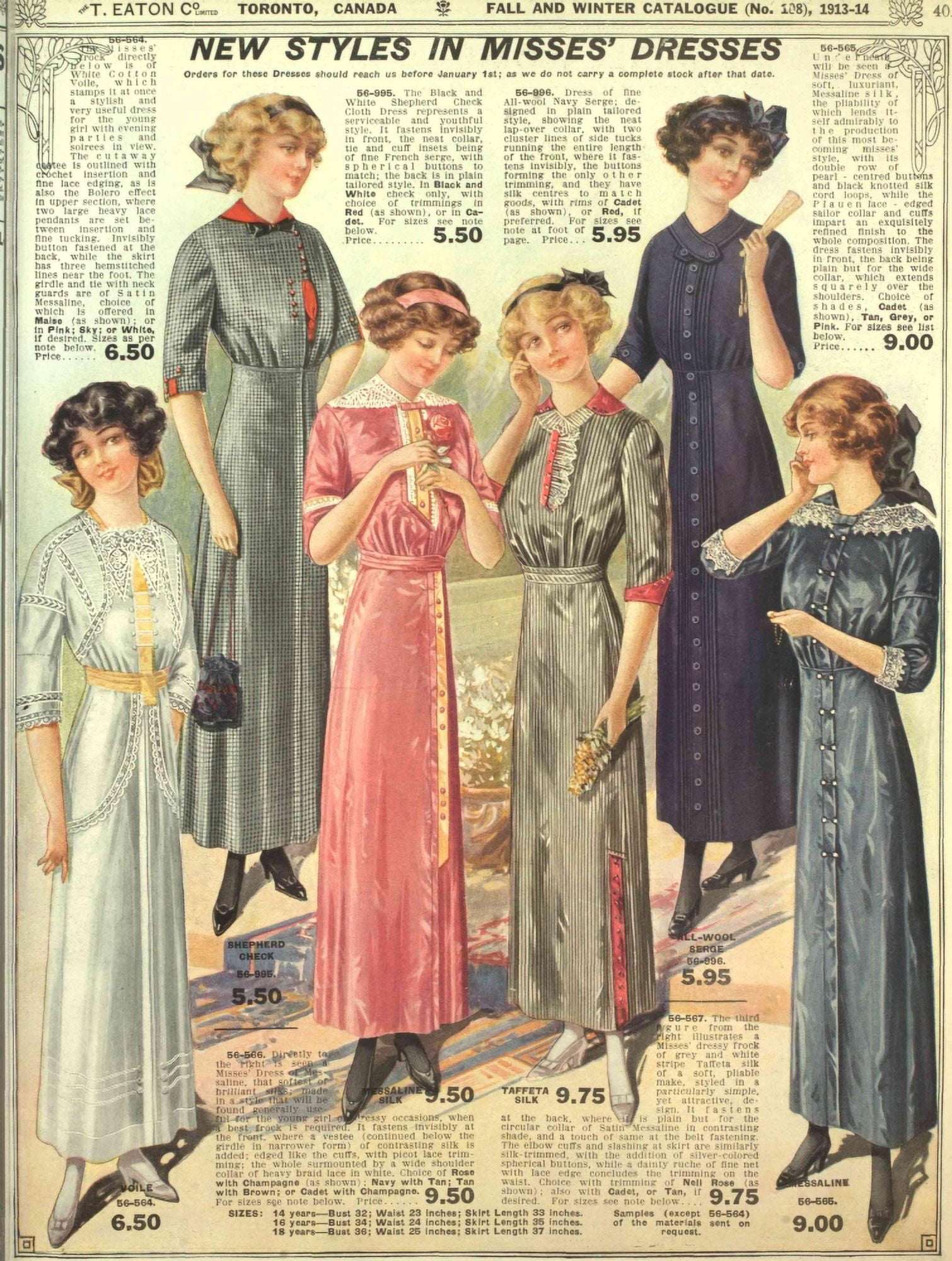 Posterazzi T Eaton Fall & Winter Catalogue 1913 Misses Dresses Canvas Art - Unknown (24 x 36)