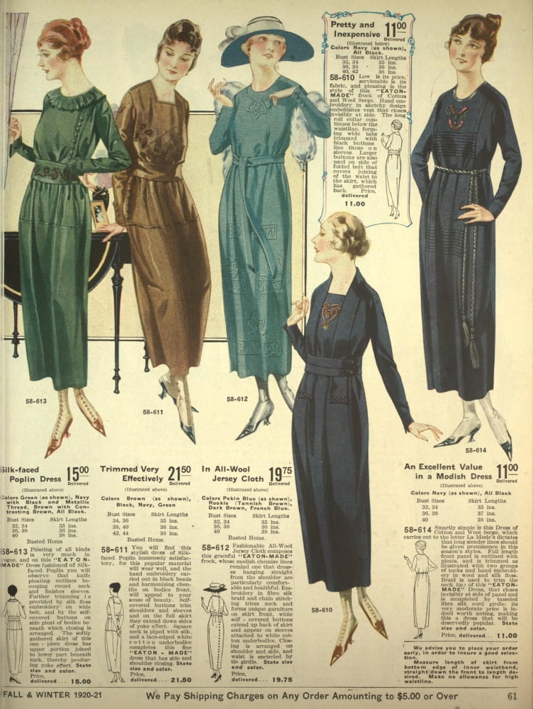 Posterazzi T Eaton Fall & Winter Catalogue 1920-21 Pretty & Inexpensive Dresses Canvas Art - Unknown (24 x 36)