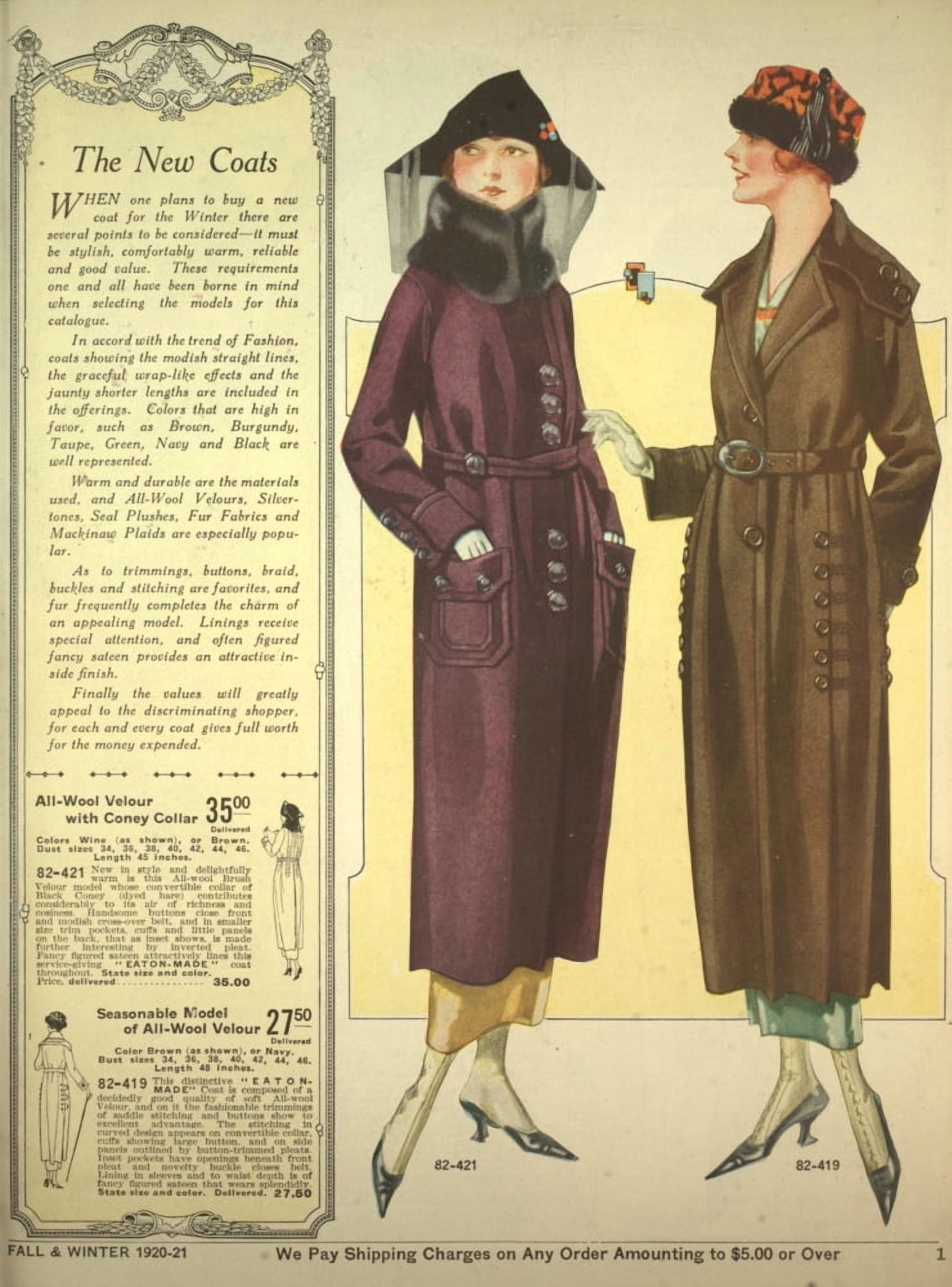 Posterazzi T Eaton Fall & Winter Catalogue 1920-21 The New Coats Canvas Art - Unknown (24 x 36)