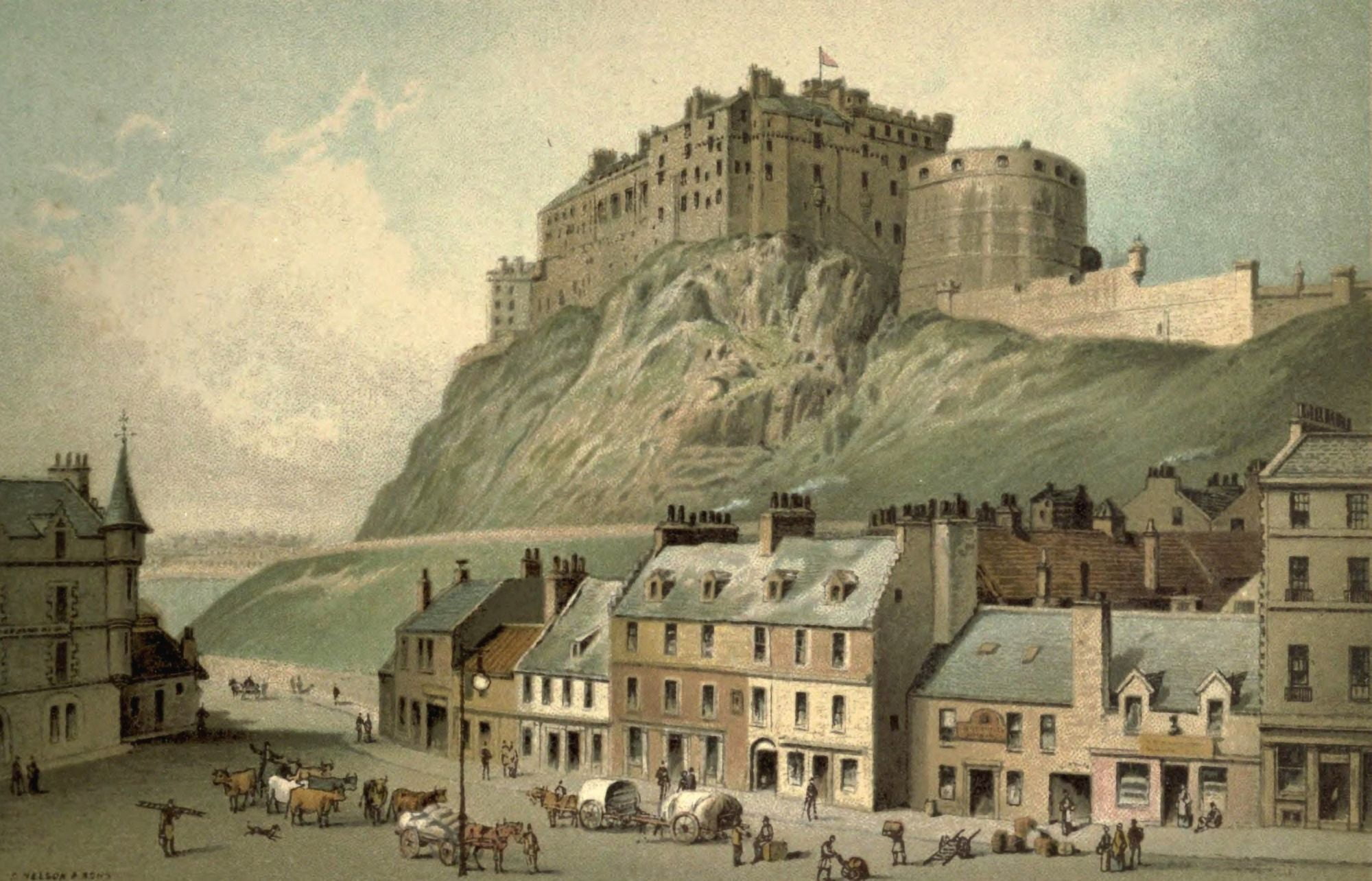 Posterazzi T Nelson & Sons Souvenir of Scotland 1897 Castle from the Grassmarket Edinburgh Canvas Art - T Nelson & Sons (24 x 36)