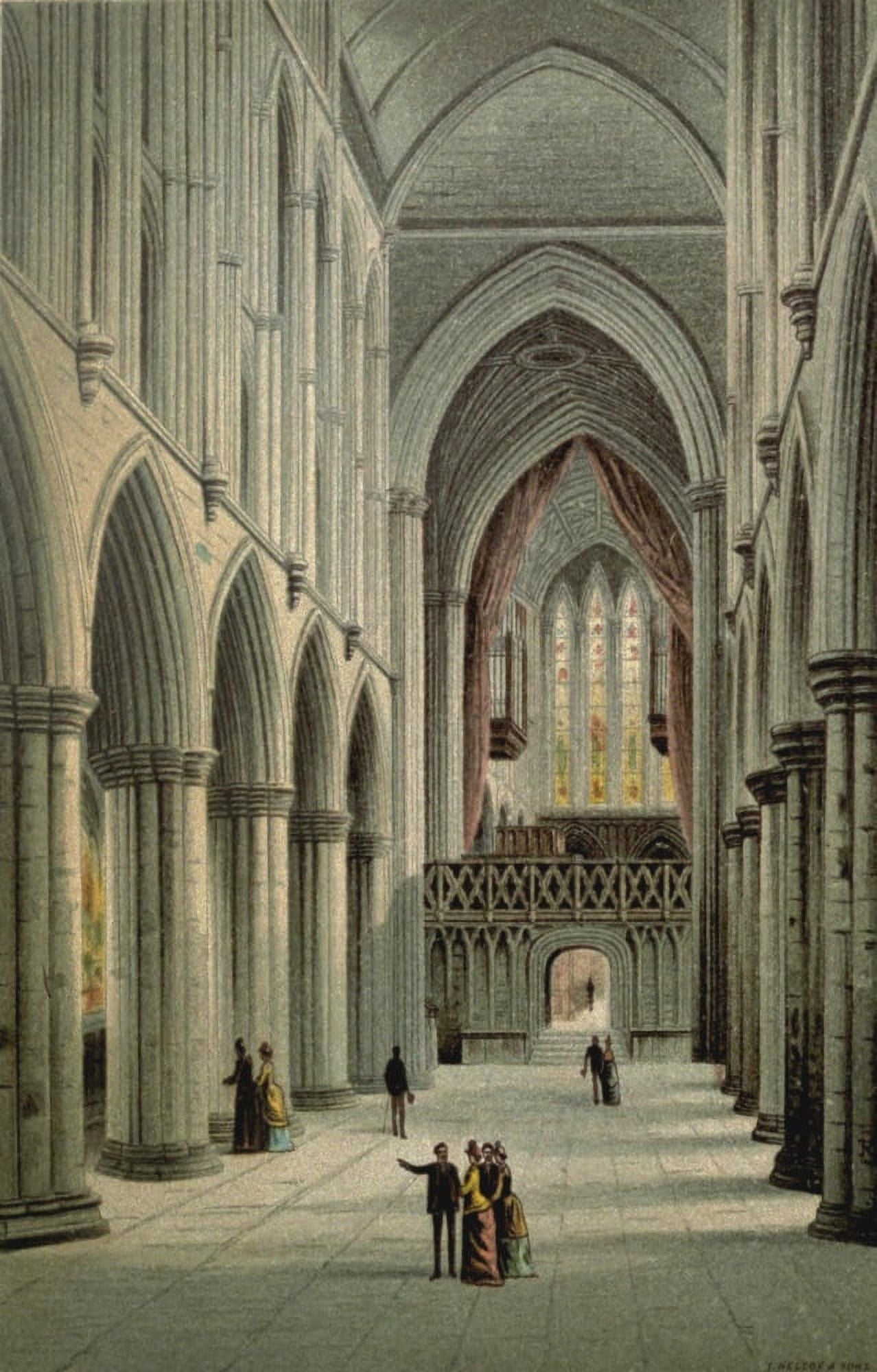 Posterazzi T Nelson & Sons Souvenir of Scotland 1897 Glasgow Cathedral Navel Canvas Art - T Nelson & Sons (24 x 36)