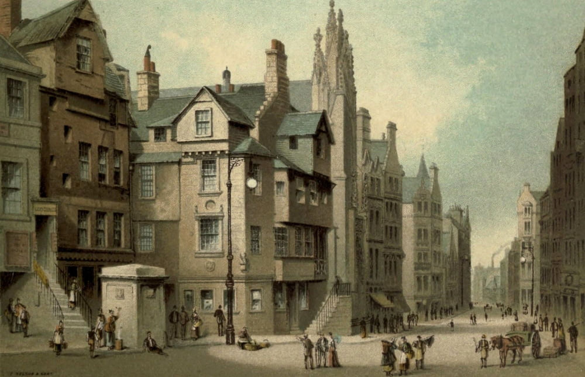 Posterazzi T Nelson & Sons Souvenir of Scotland 1897 John Knoxs house & Canongate Edinburgh Canvas Art - T Nelson & Sons (24 x 36)