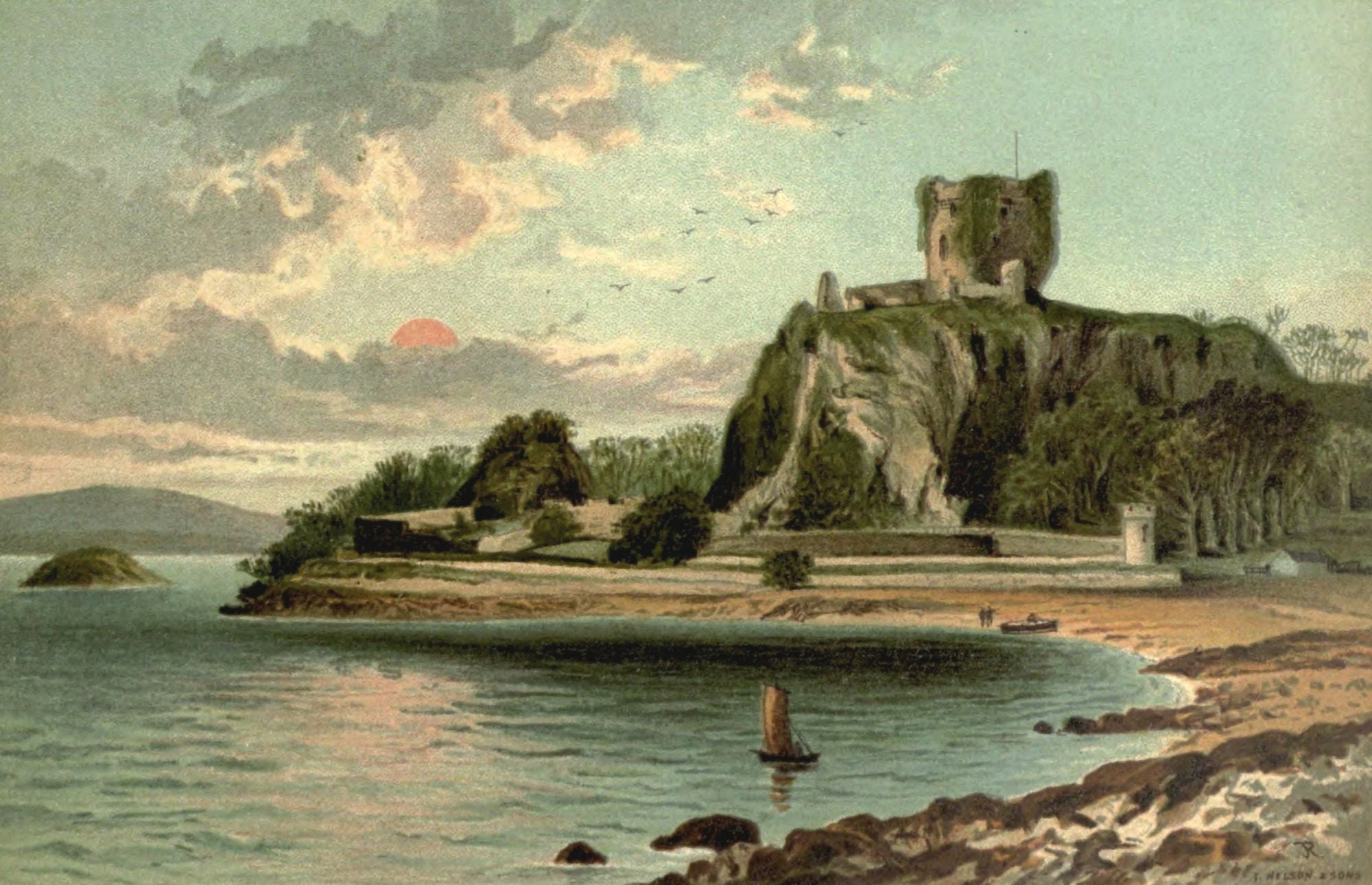 Posterazzi T Nelson & Sons Souvenir of Scotland 1897 Oban Dunolly Castle Canvas Art - T Nelson & Sons (24 x 36)
