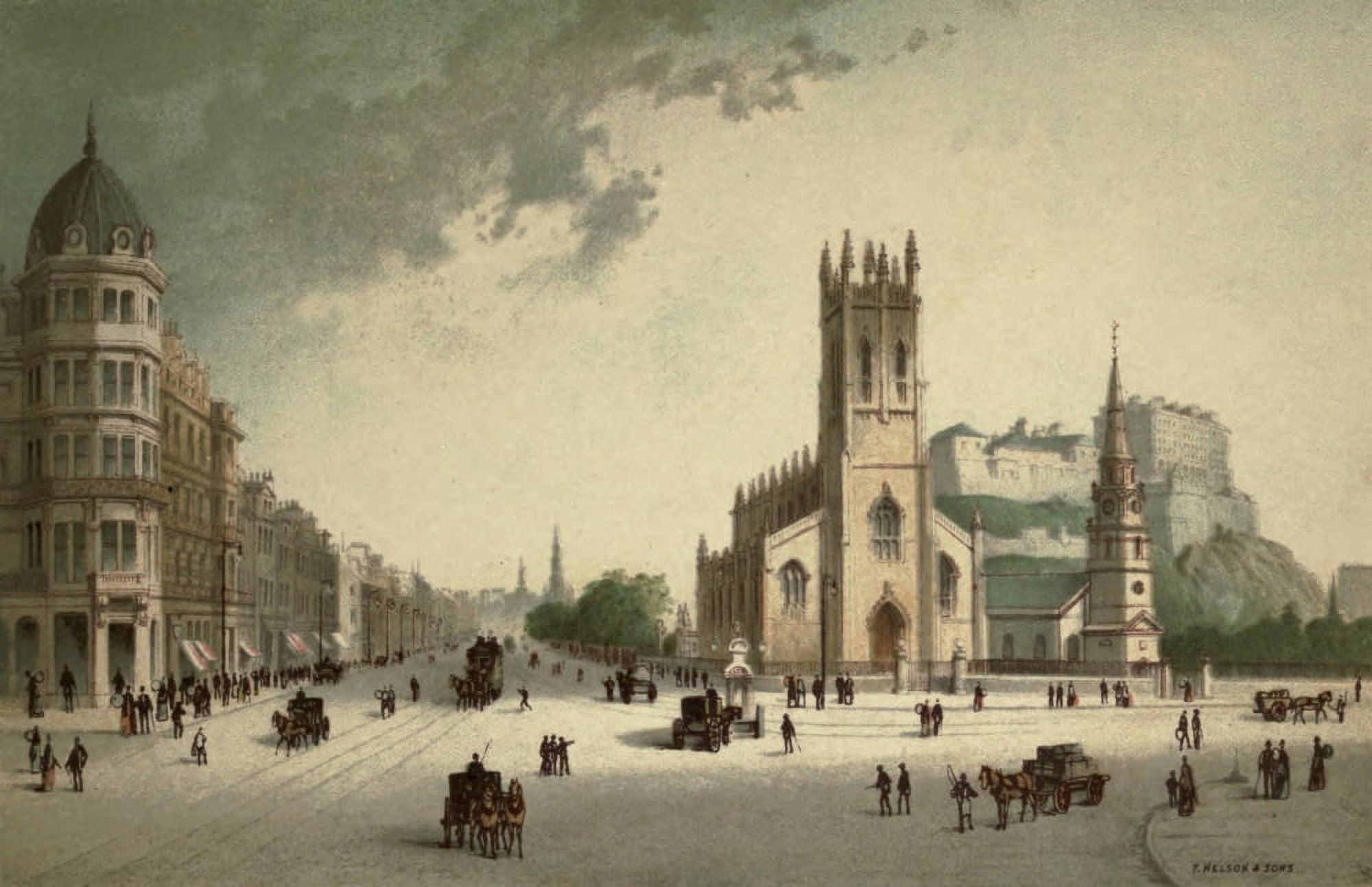 Posterazzi T Nelson & Sons Souvenir of Scotland 1897 Princes Street Edinburgh Canvas Art - T Nelson & Sons (24 x 36)