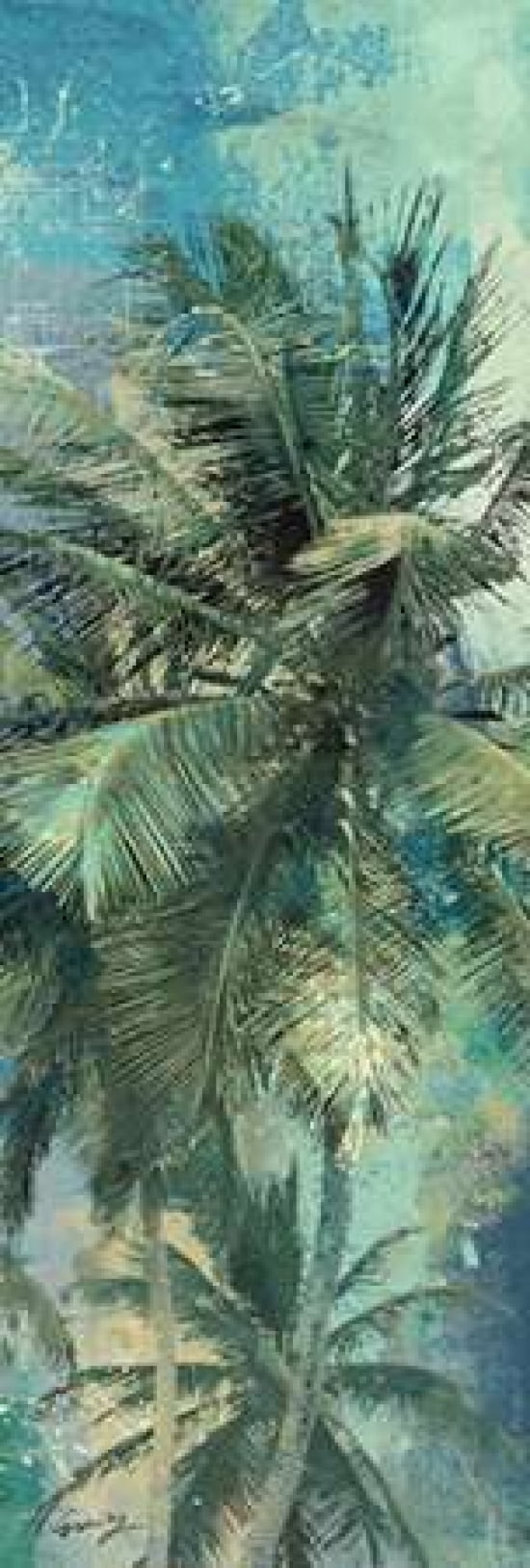 Posterazzi TEAL PALM TRIPTYCH I Canvas Art - Eric Yang (8 x 24)
