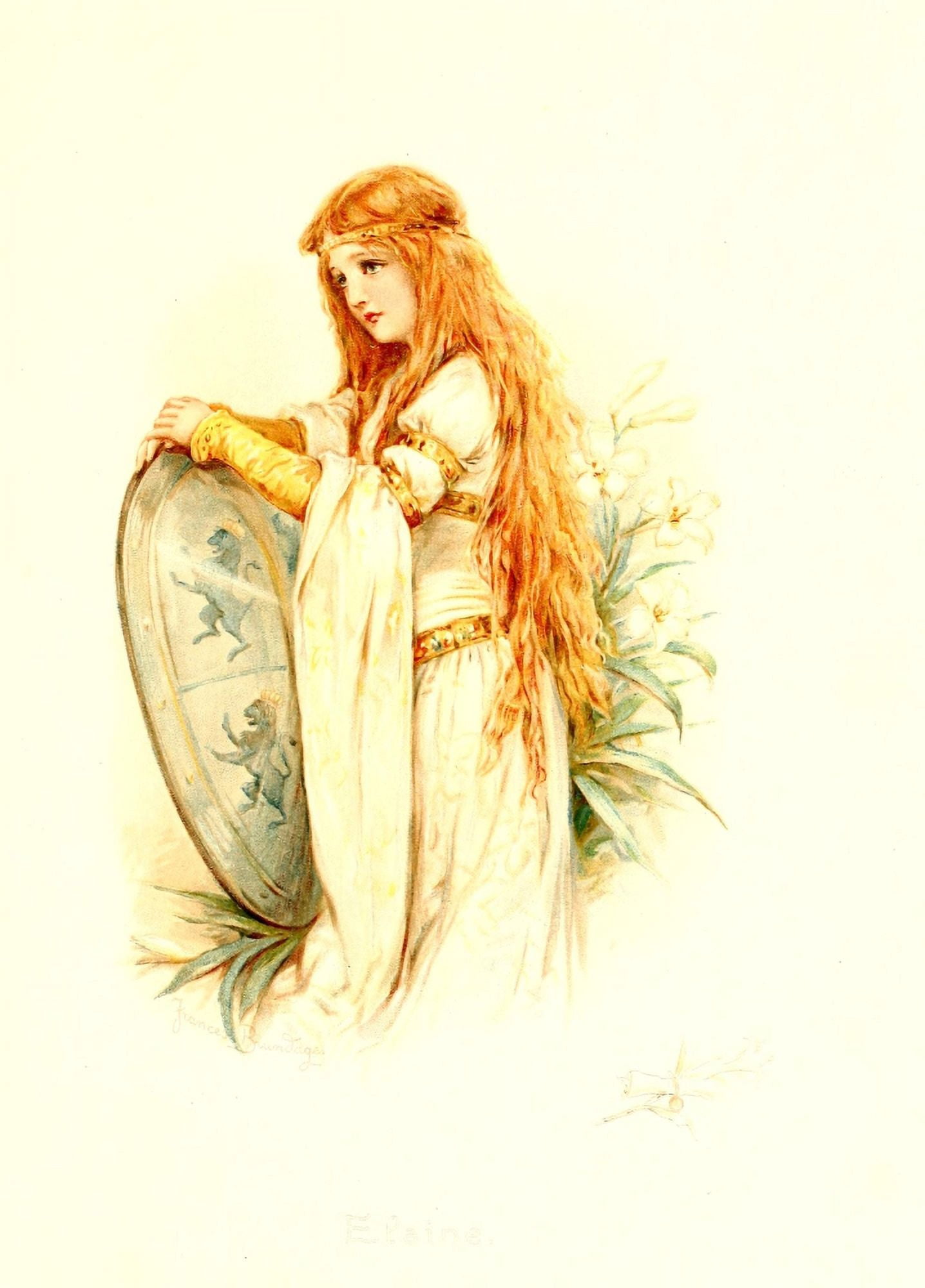Posterazzi Tales from Tennyson c1900 The Lily Maid Canvas Art - Frances Brundage (24 x 36)