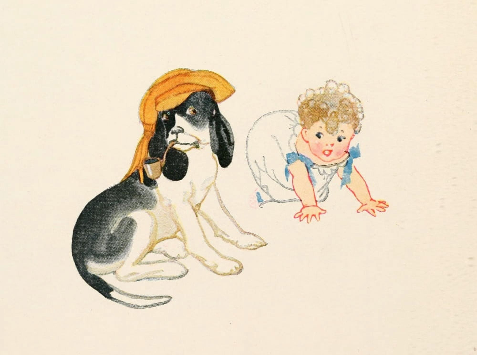 Posterazzi Tales of Little Dogs 1921 Playing with baby Canvas Art - Katharine S Dodge (24 x 36)