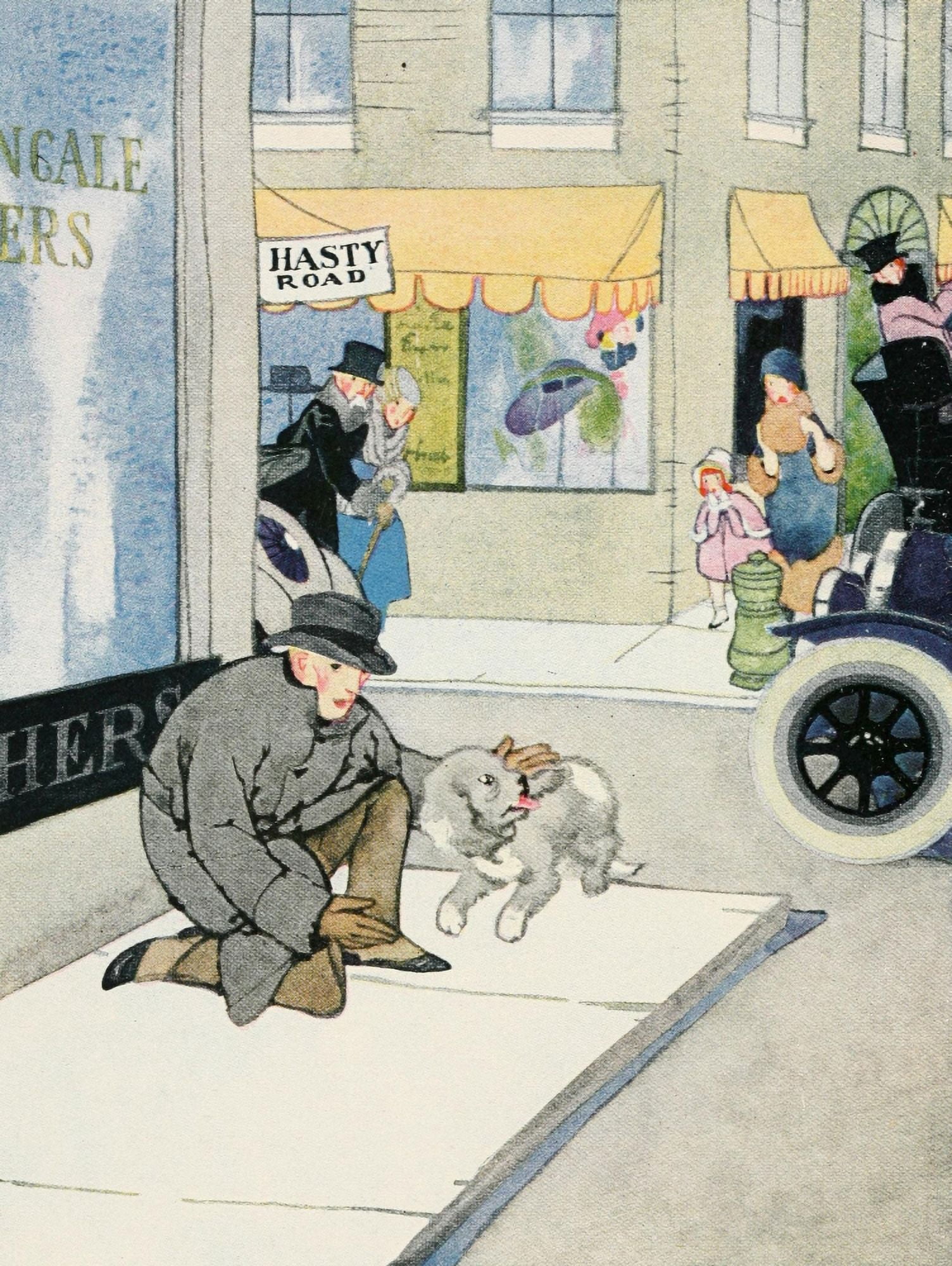 Posterazzi Tales of Little Dogs 1921 The frightened dog Canvas Art - Katharine S Dodge (24 x 36)