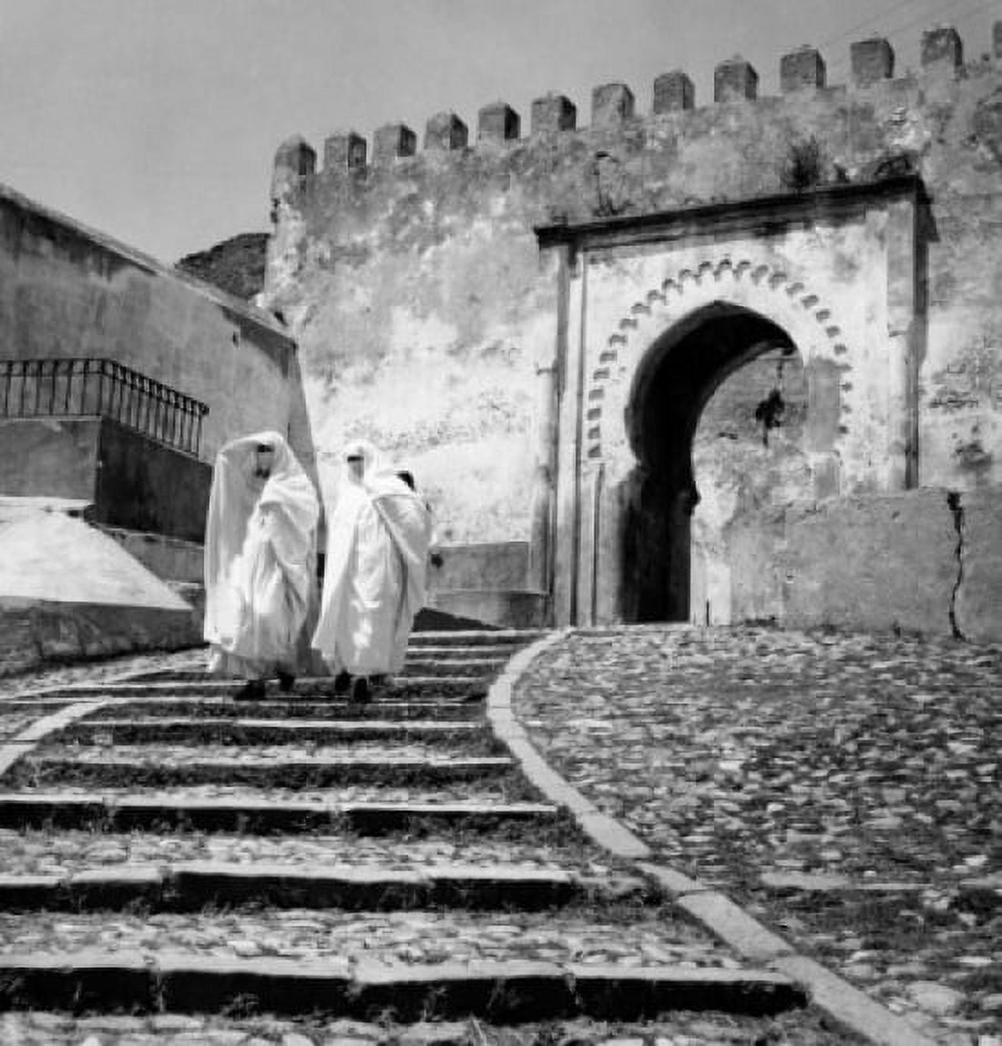 Posterazzi Tangier Morocco Two women wearing traditional clothing going down stairs Canvas Art - (24 x 36)