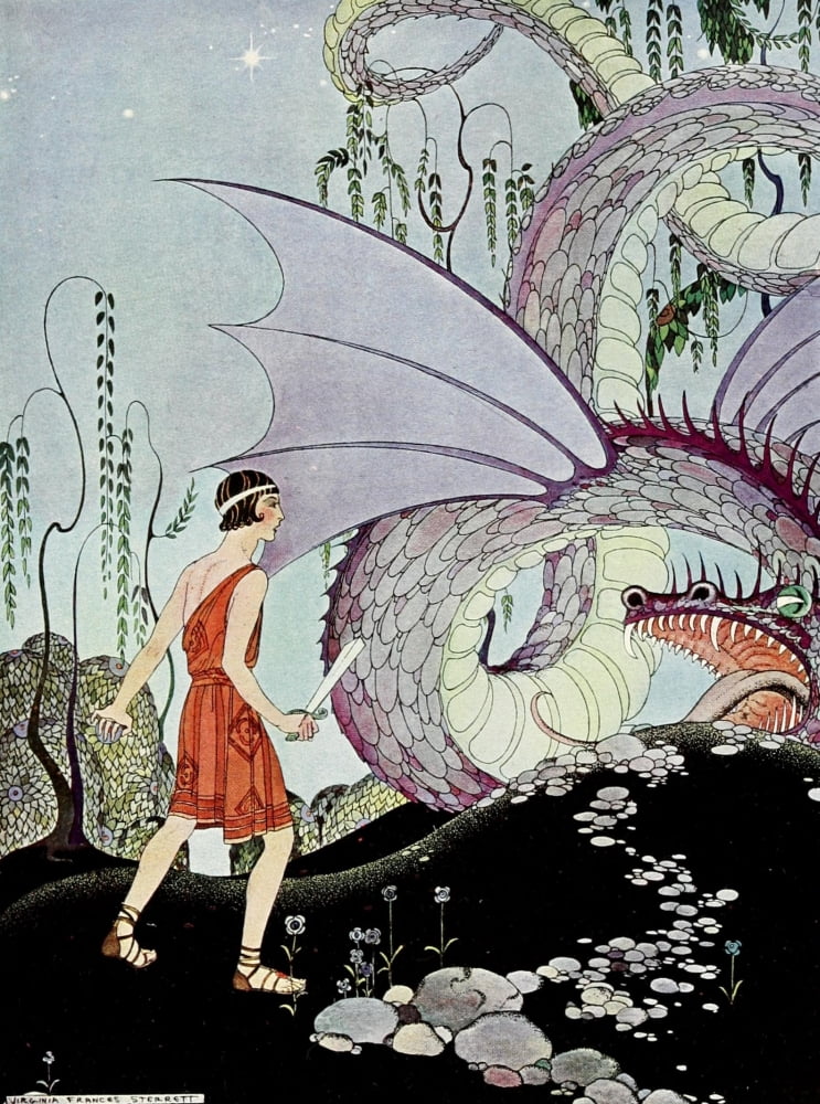 Posterazzi Tanglewood Tales 1921 Reptile had killed his companions Canvas Art - Virginia Sterrett (24 x 36)