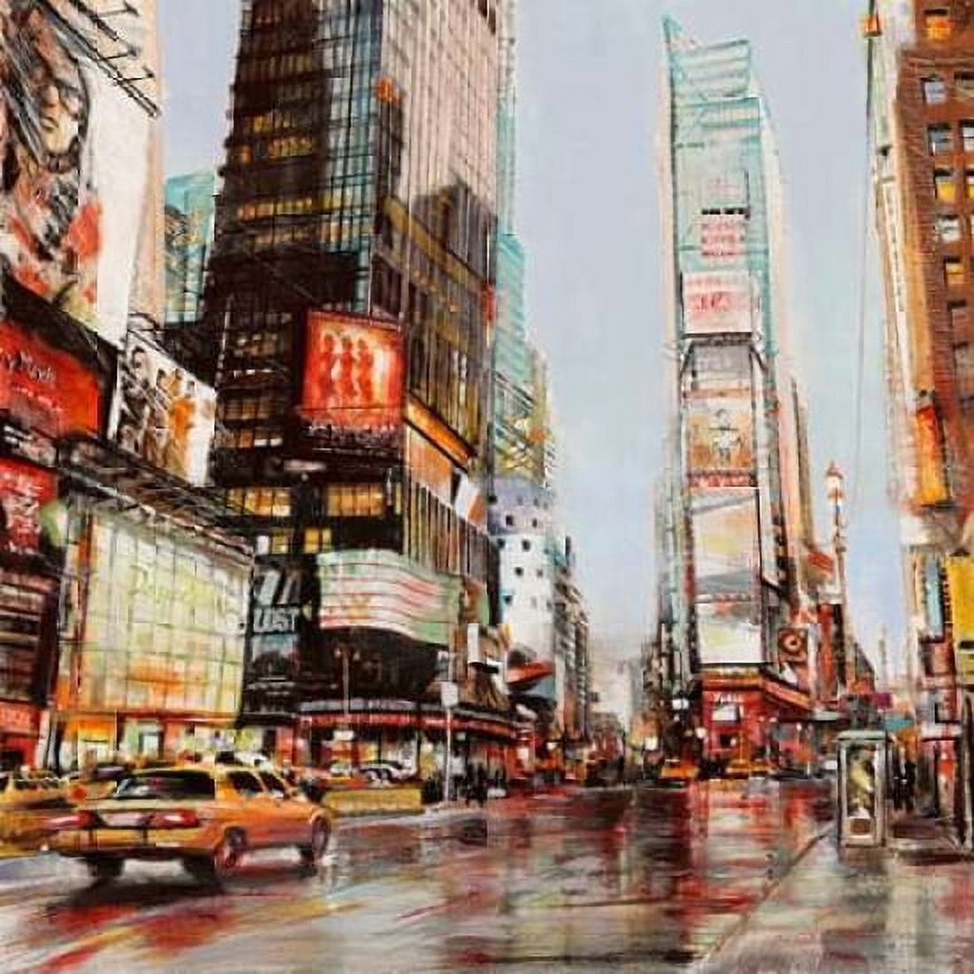 Posterazzi Taxi in Times Square Canvas Art - John B Mannarini (24 x 24)