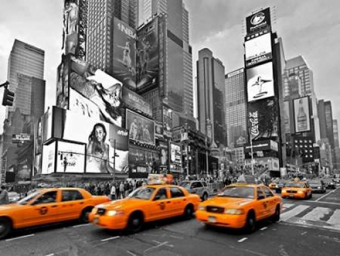 Posterazzi Taxis in Times Square NYC Canvas Art - Vadim Ratsenskiy (22 x 28)