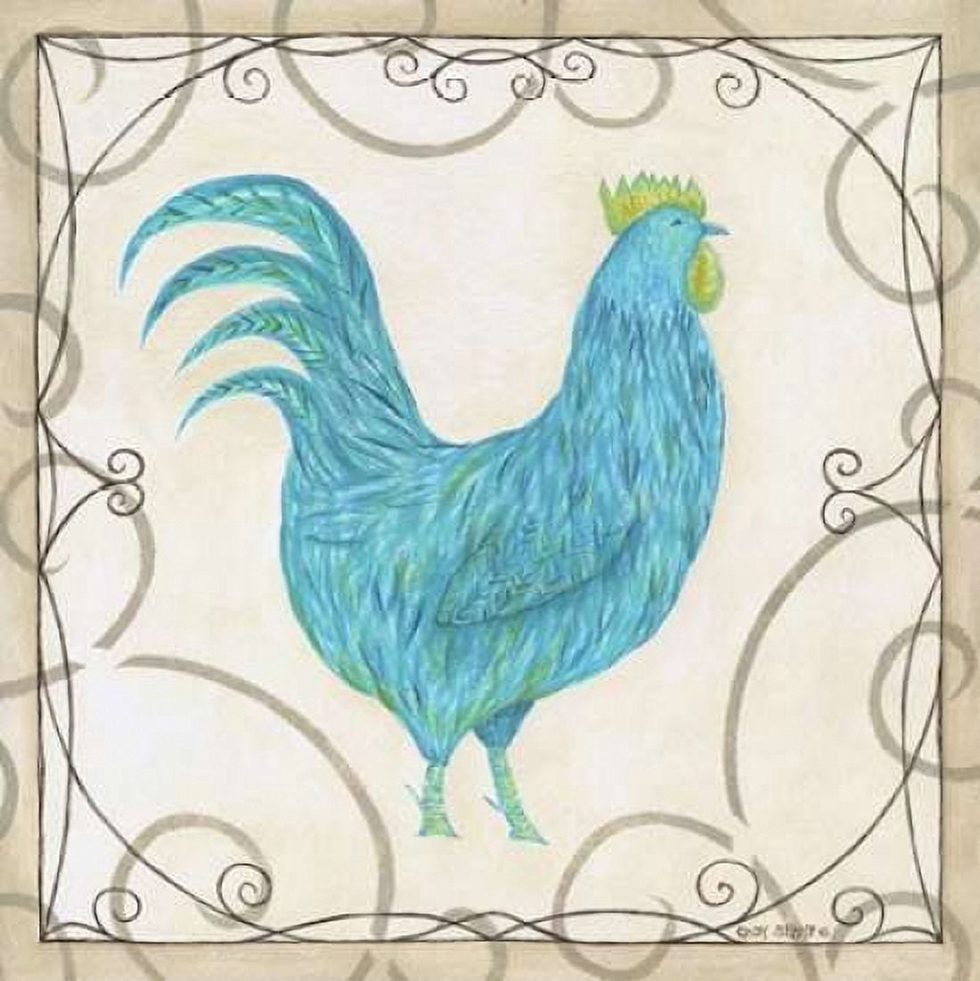 Posterazzi Teal Rooster I Canvas Art - Cindy Shamp (24 x 24)