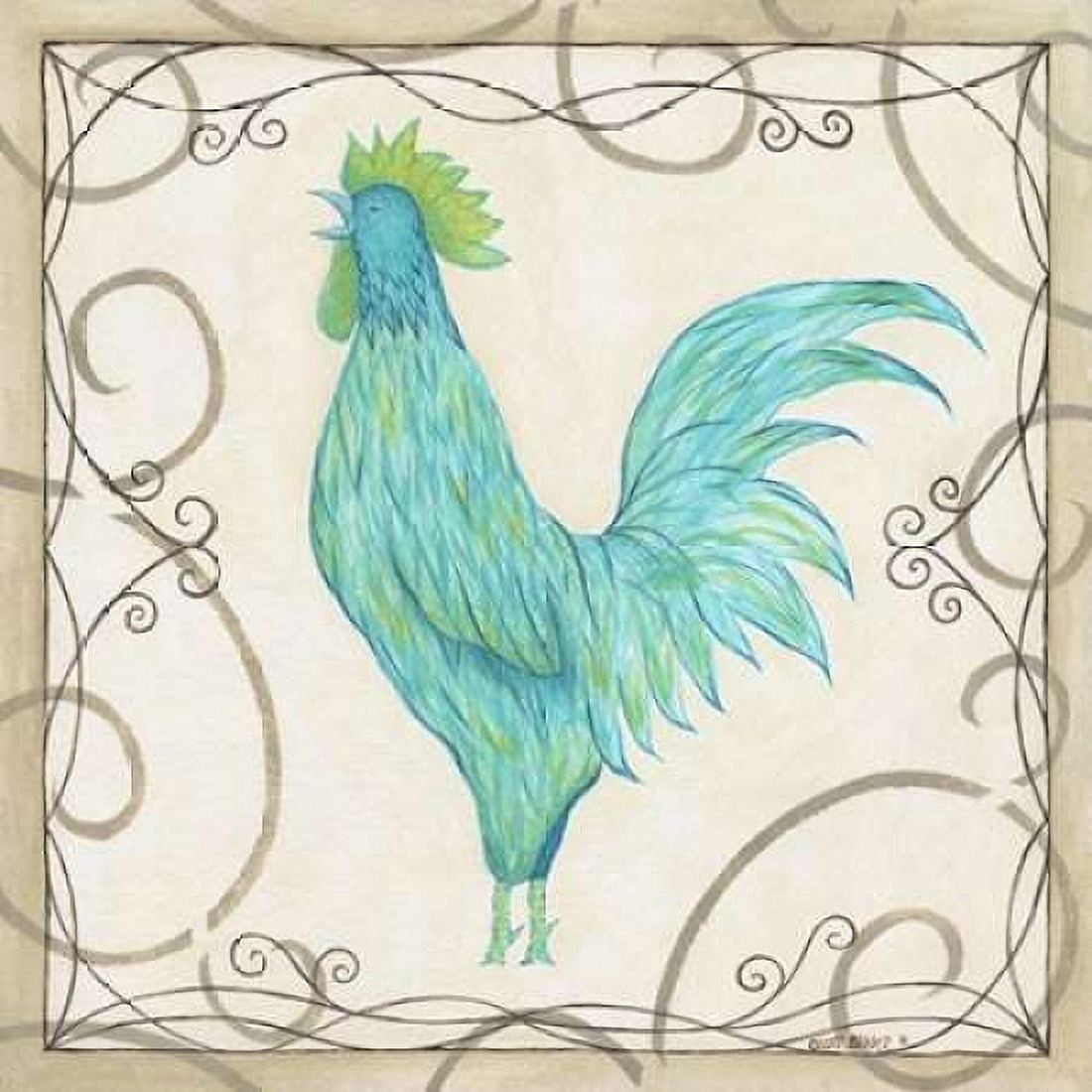 Posterazzi Teal Rooster II Canvas Art - Cindy Shamp (24 x 24)