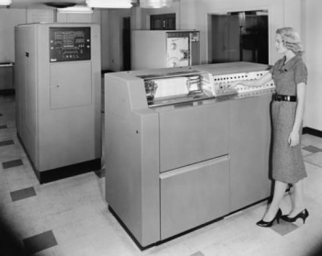 Posterazzi Technician working on mainframe in computer lab Univac Canvas Art -  (24 x 36)
