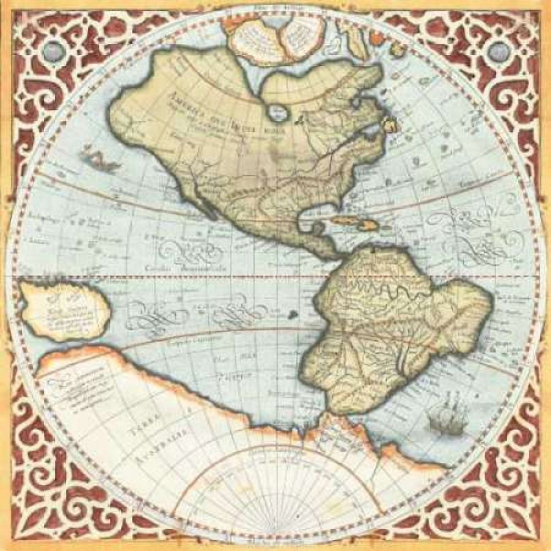 Posterazzi Terra Major Petites A Canvas Art - Gerardus Mercator (24 x 24)