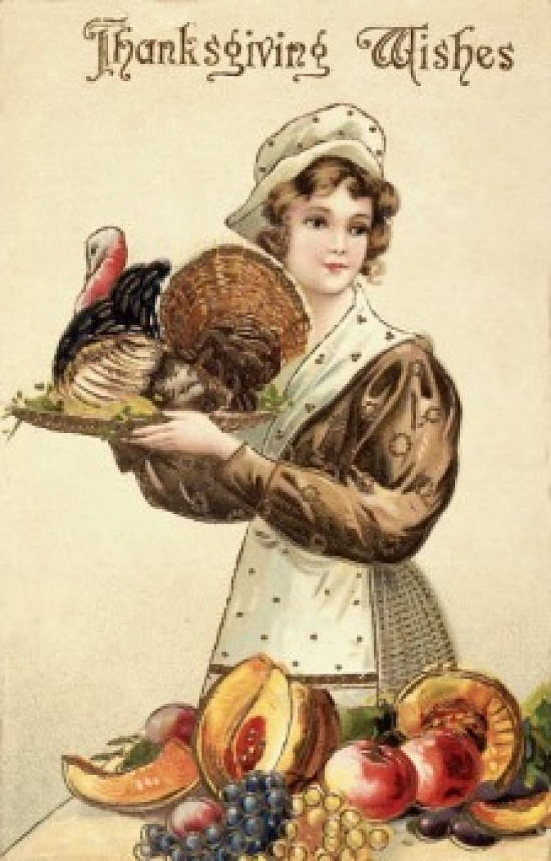 Posterazzi Thanksgiving Wishes Nostalgia cards Canvas Art - (24 x 36)